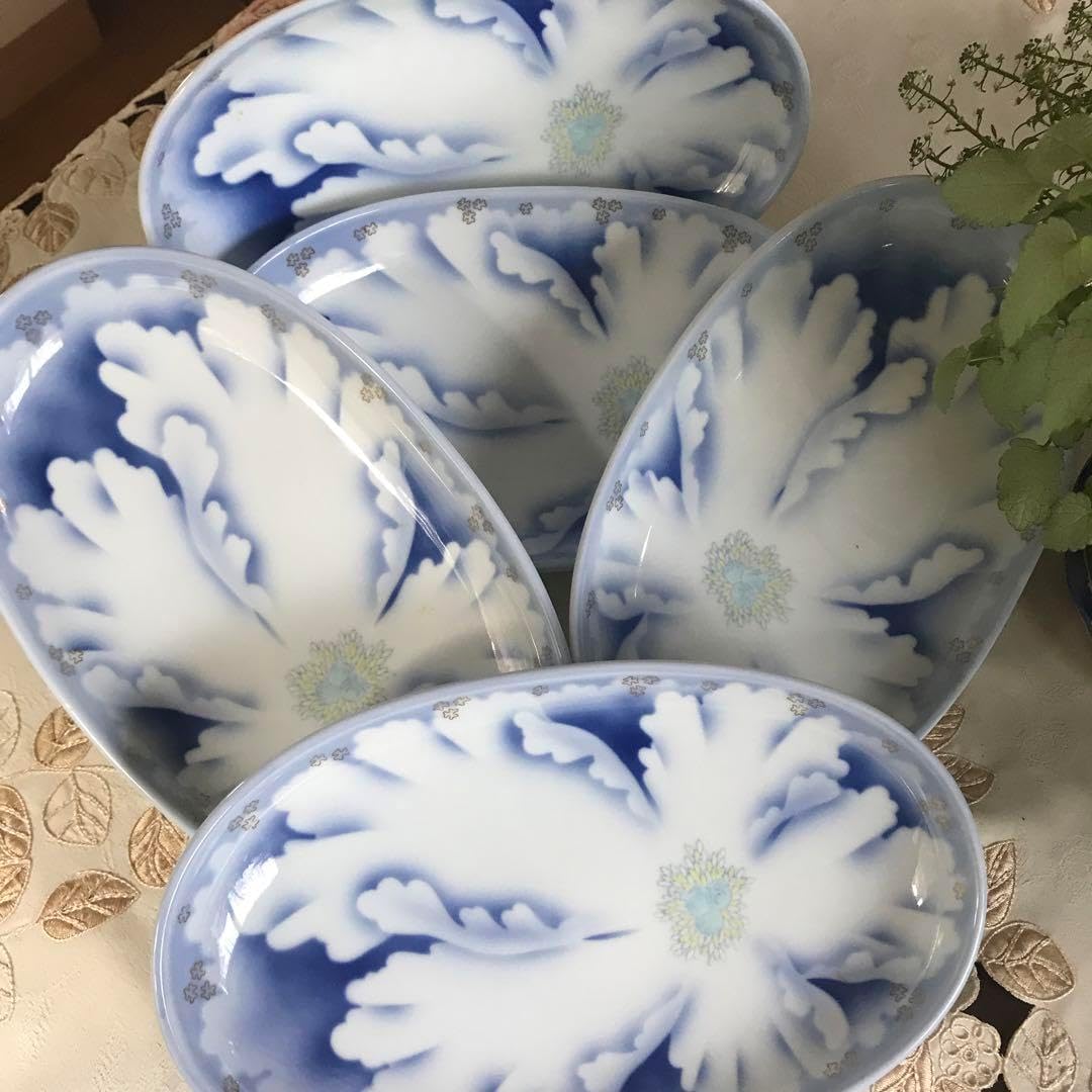 深川製磁 官窯牡丹金ミル 小付揃 楕円小皿 10枚 深川製磁 官窯牡丹金