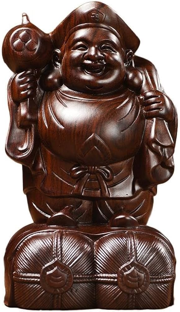Amazon｜木彫り置物 開運 大黒天様像 木製仏像 黒檀 木彫り 大黒天様像