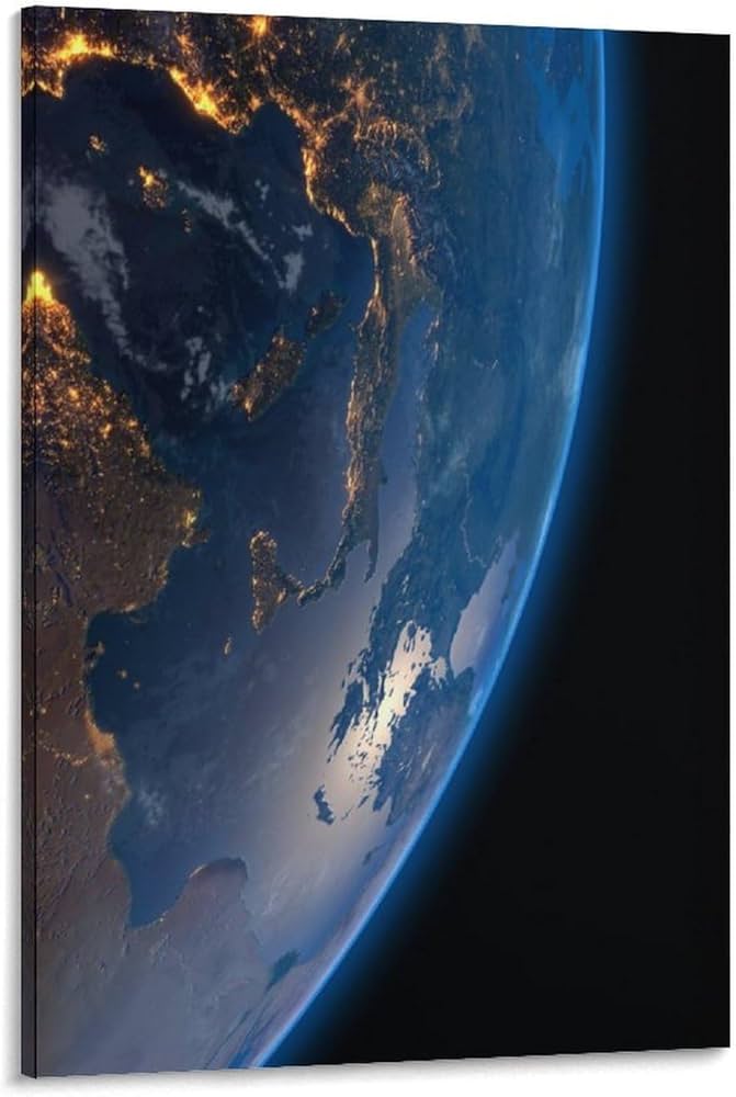 Amazon.co.jp: 絵画 宇宙の中の地球インテリア 絵画 輝く地球アート