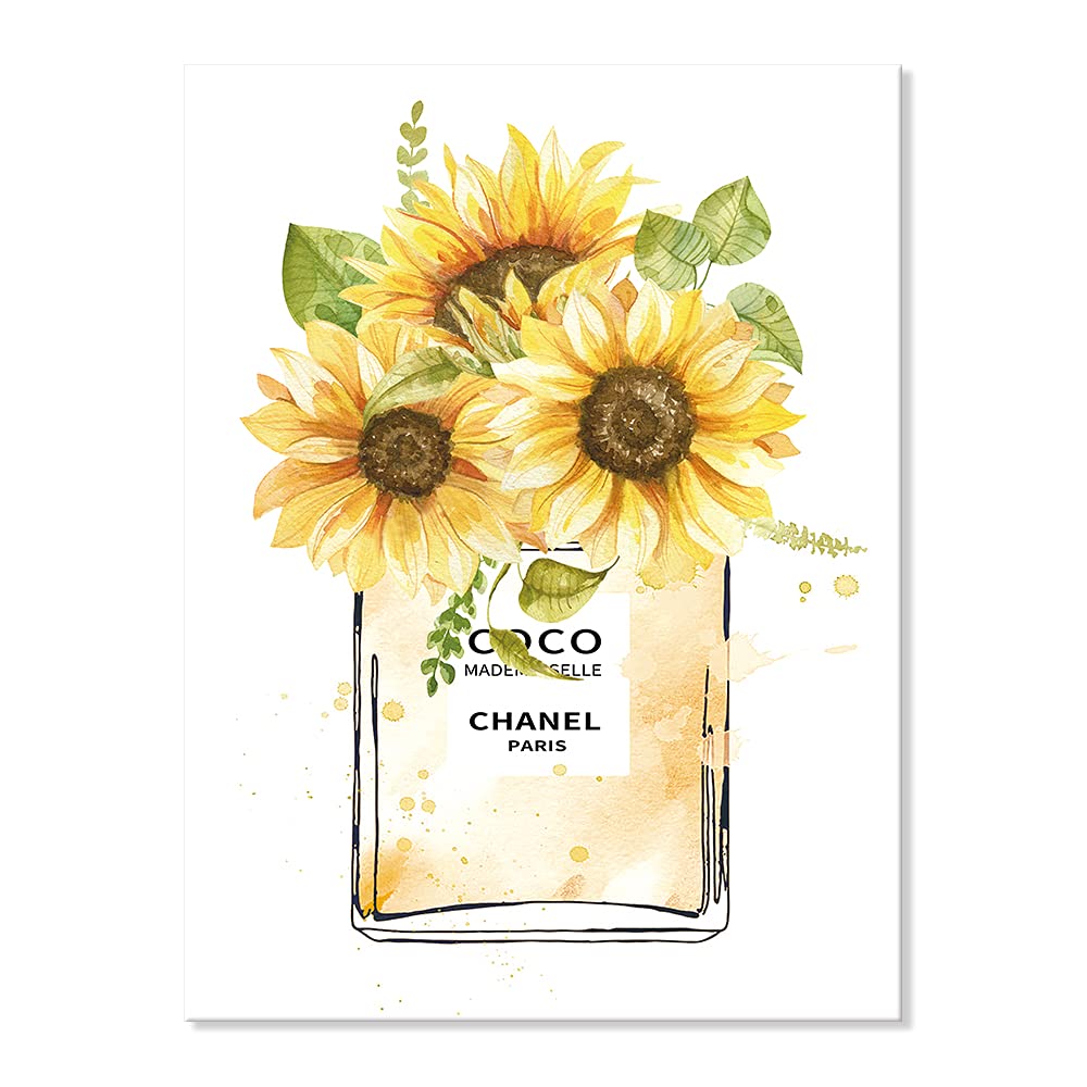 Amazon.co.jp: アートパネル 黄色 シャネル 香水 ひまわり フラワーズ
