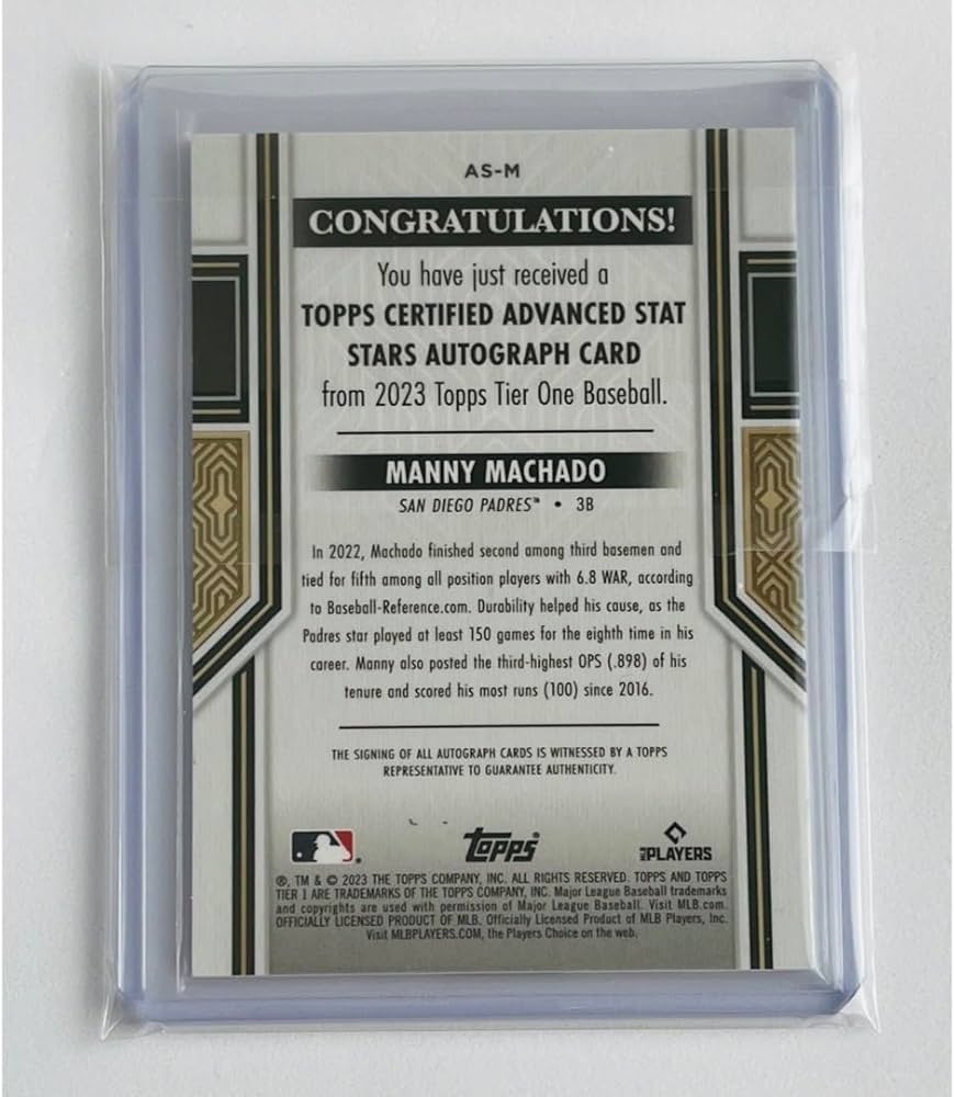 Amazon.co.jp: 50シリ2023 Topps Tier One マチャド 直筆サインカード