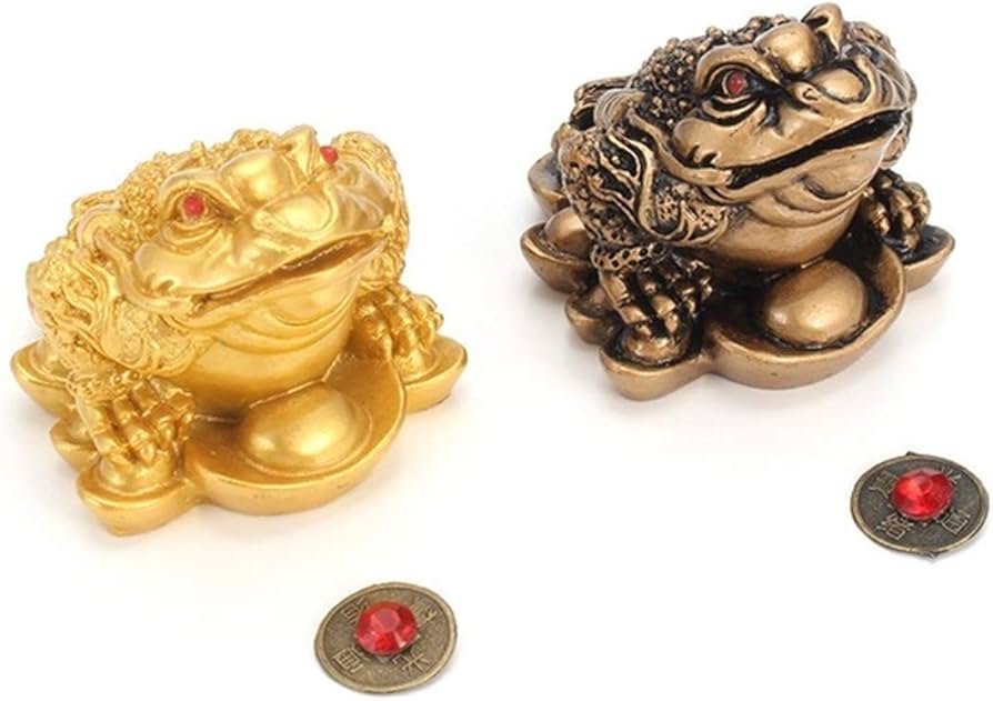 Amazon.co.jp: Kingsie 2個セット 三脚蛙 三本脚の蛙 銭蛙 三脚蟾蜍