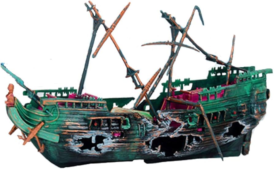 Amazon | MULEI 樹脂沈没船 アクアリウム 水槽 オブジェ オーナメント