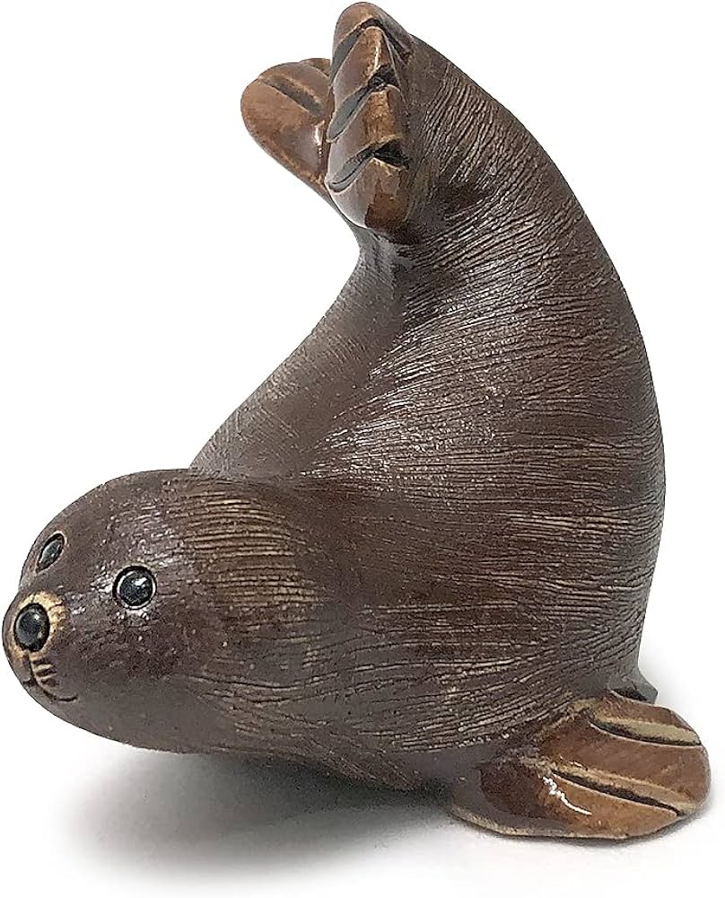 Amazon.co.jp: リンコナダ オットセイ茶 25B 陶器 動物 置物 アザラシ