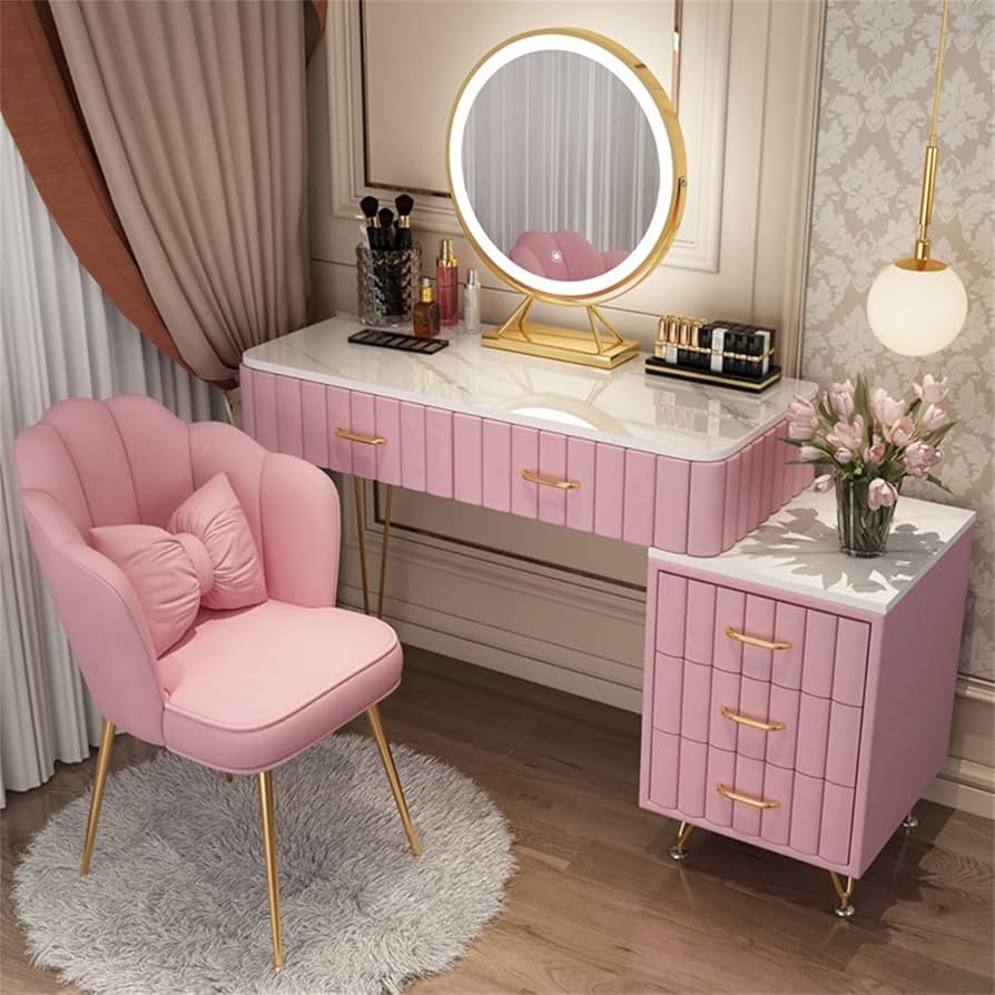 Amazon｜ドレッサー 北欧風 鏡台 オシャレ お姫系 LEDミラー ベロア調