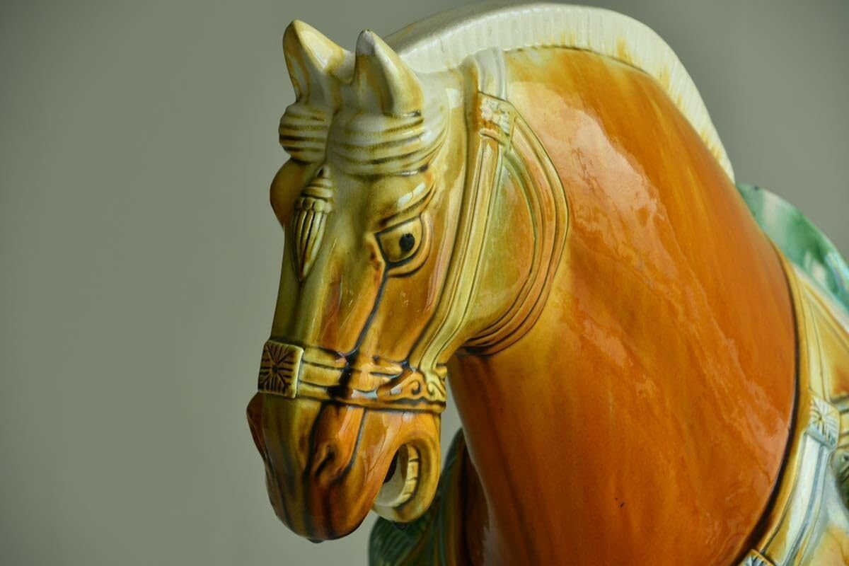 Amazon.co.jp: 大型唐三彩 馬 置物 高78cm 焼物 陶器製 インテリア