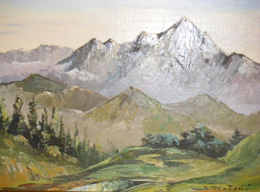 Amazon.co.jp: 真作 絵画 松井貞人 油彩6号 清水平 人気作家 逸品 M74