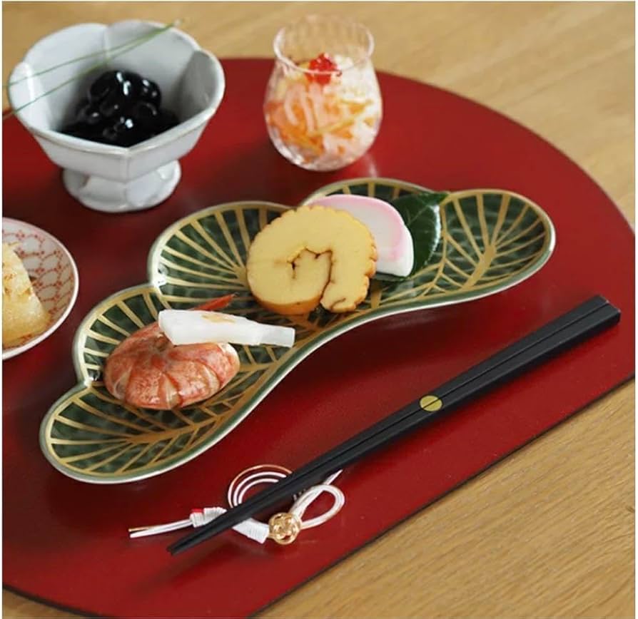 Amazon.co.jp: 有田焼 幸楽窯 錦金松葉形前菜皿 白金 茶緑金 6点セット