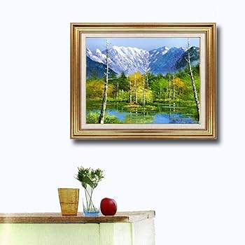 Amazon.co.jp: 小林幸三 田代池 F6号 ゴールド 受注制作 油彩画 油絵