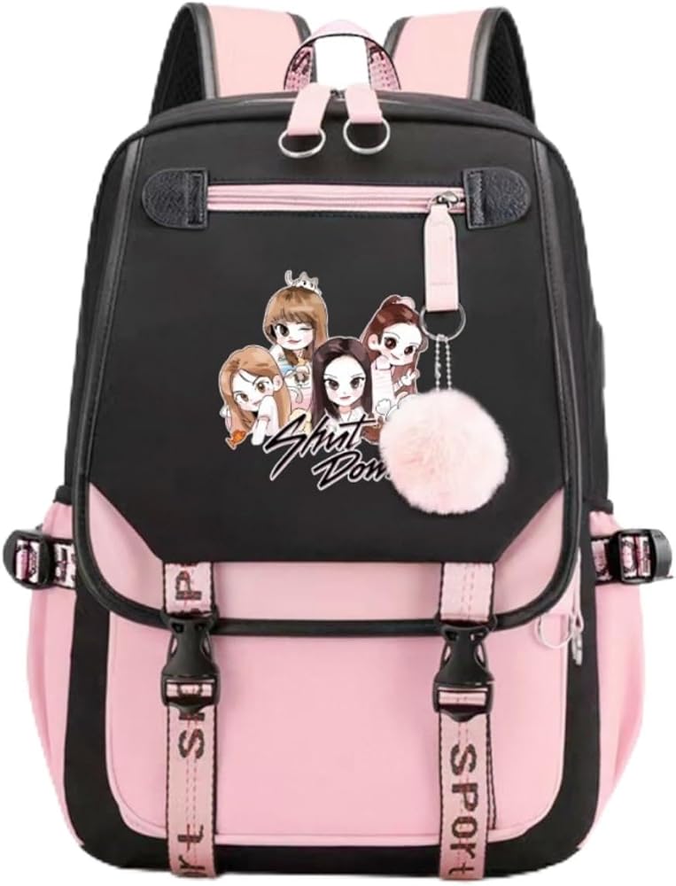 Amazon.com: Alikpop USB Black Backpack Pink Shut Down Korean