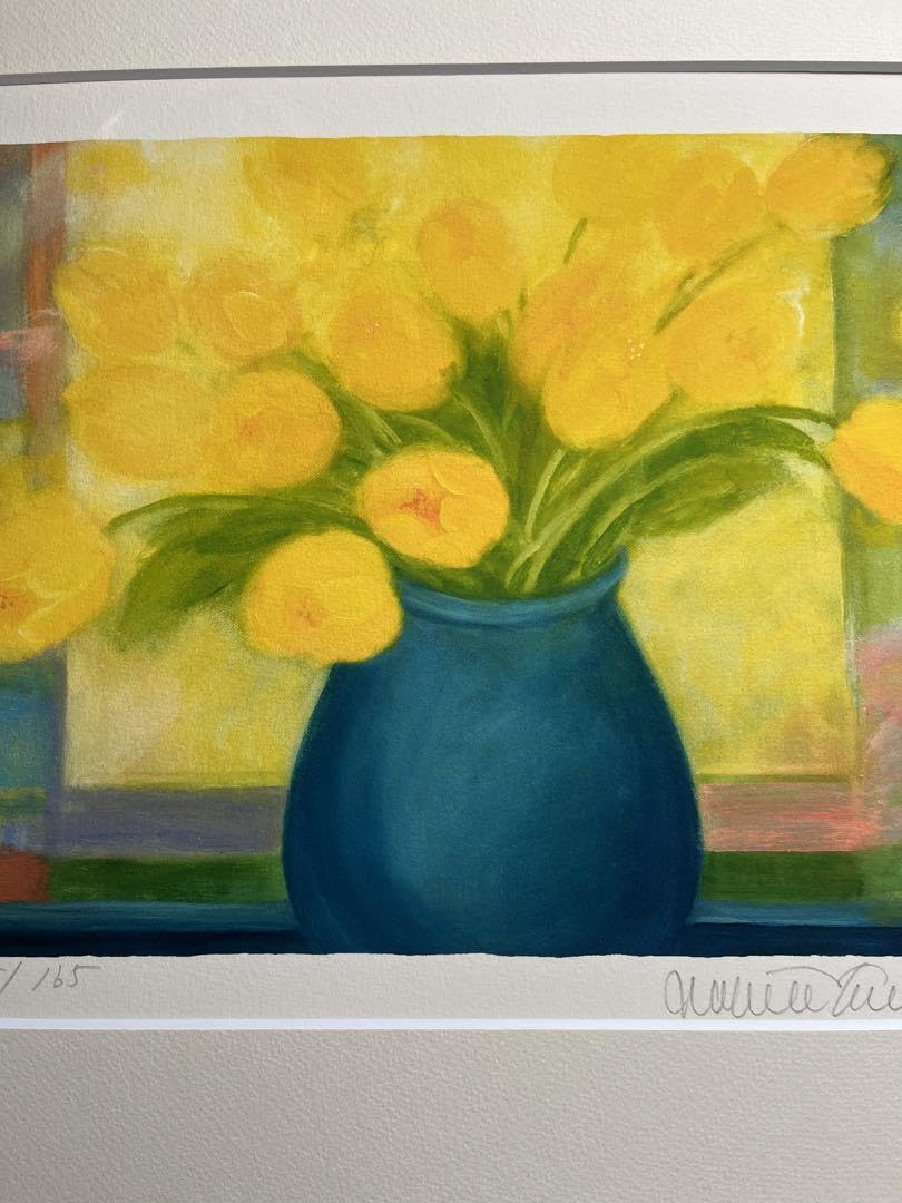 Amazon.co.jp: ジニーキム 限定版画 額入緑の花瓶のチューリップ