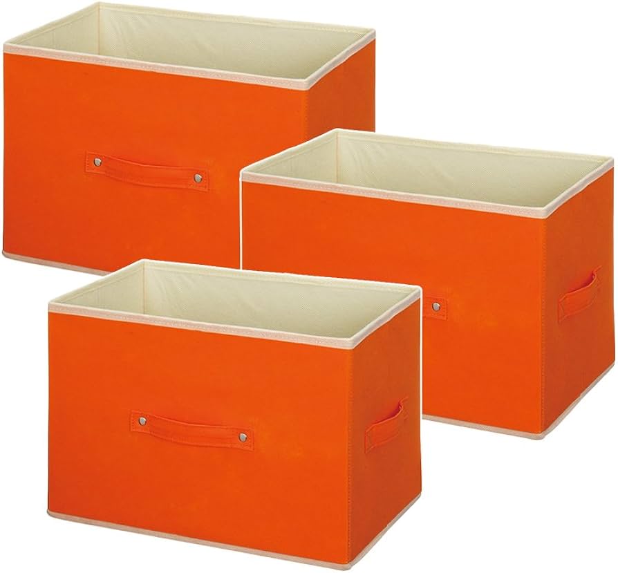 Amazon｜カラーボックス 収納ボックス 3個セット 縦置き 横型 オレンジ