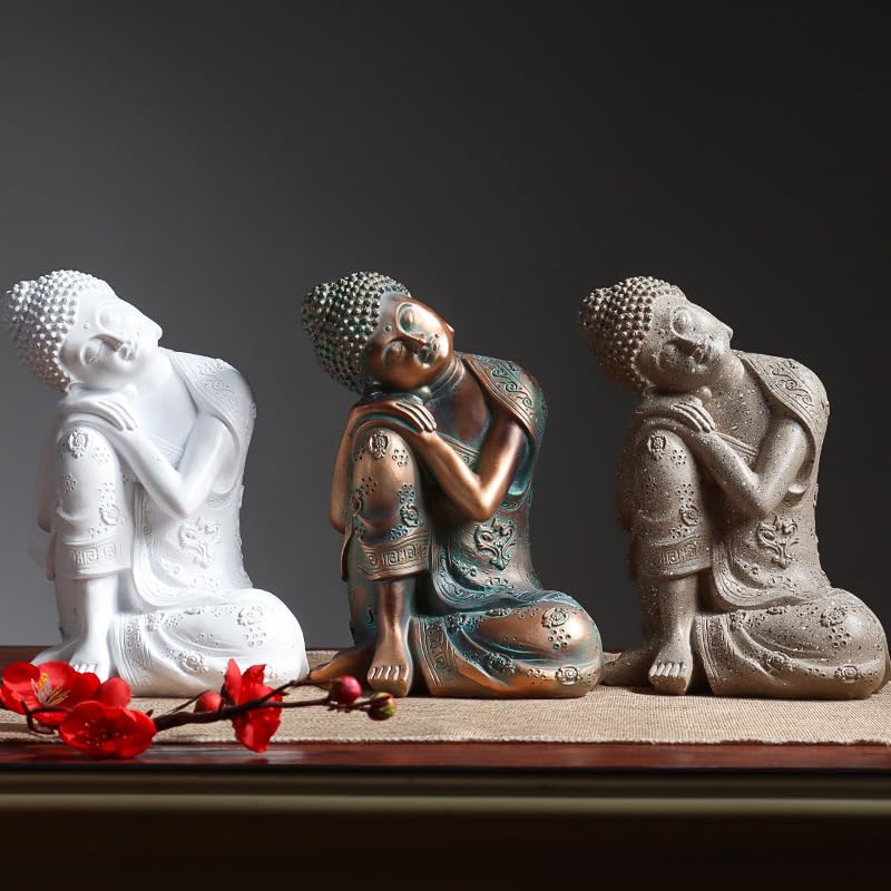 Amazon｜置物 大仏 仏像 立膝で寝ているお釈迦様 卓上サイズ (ホワイト