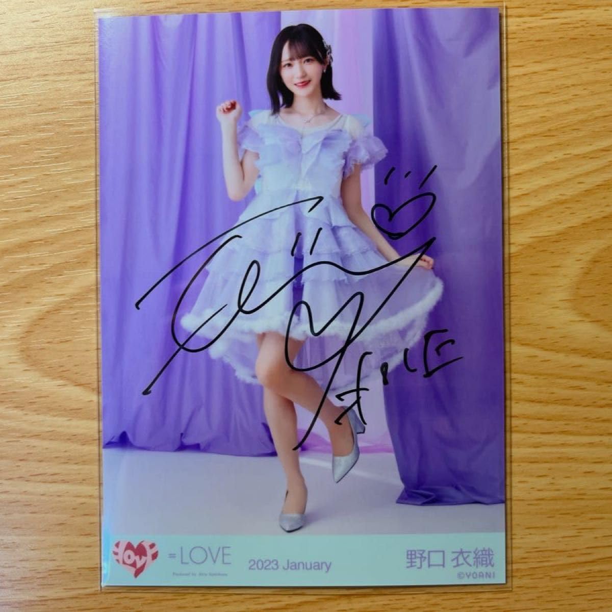 イコラブ 野口衣織 ヒロインズ 生写真 直筆 チュウ 野口衣織 直筆