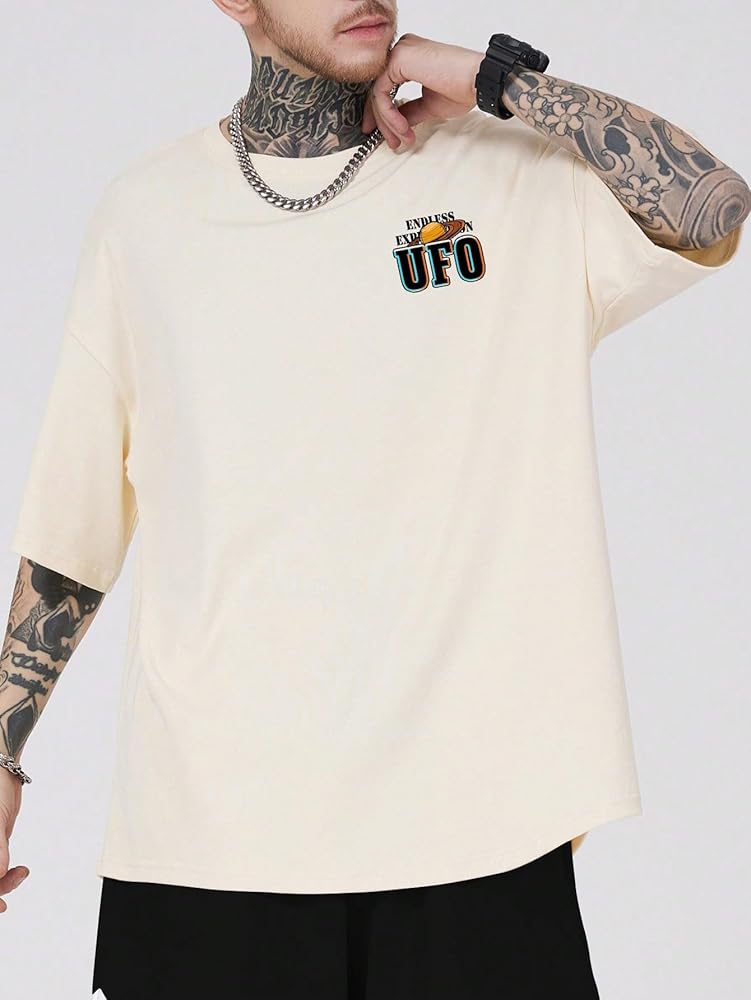 SOLY HUX Men's Graphic Tees Y2K Alien T Shirts Vintage Shirts 90s