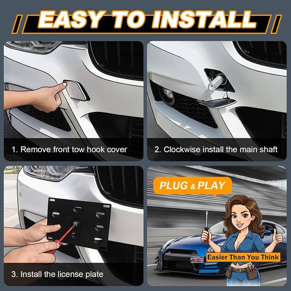 Amazon.co.jp: AXECO フロントバンパー 牽引フック ナンバープレート