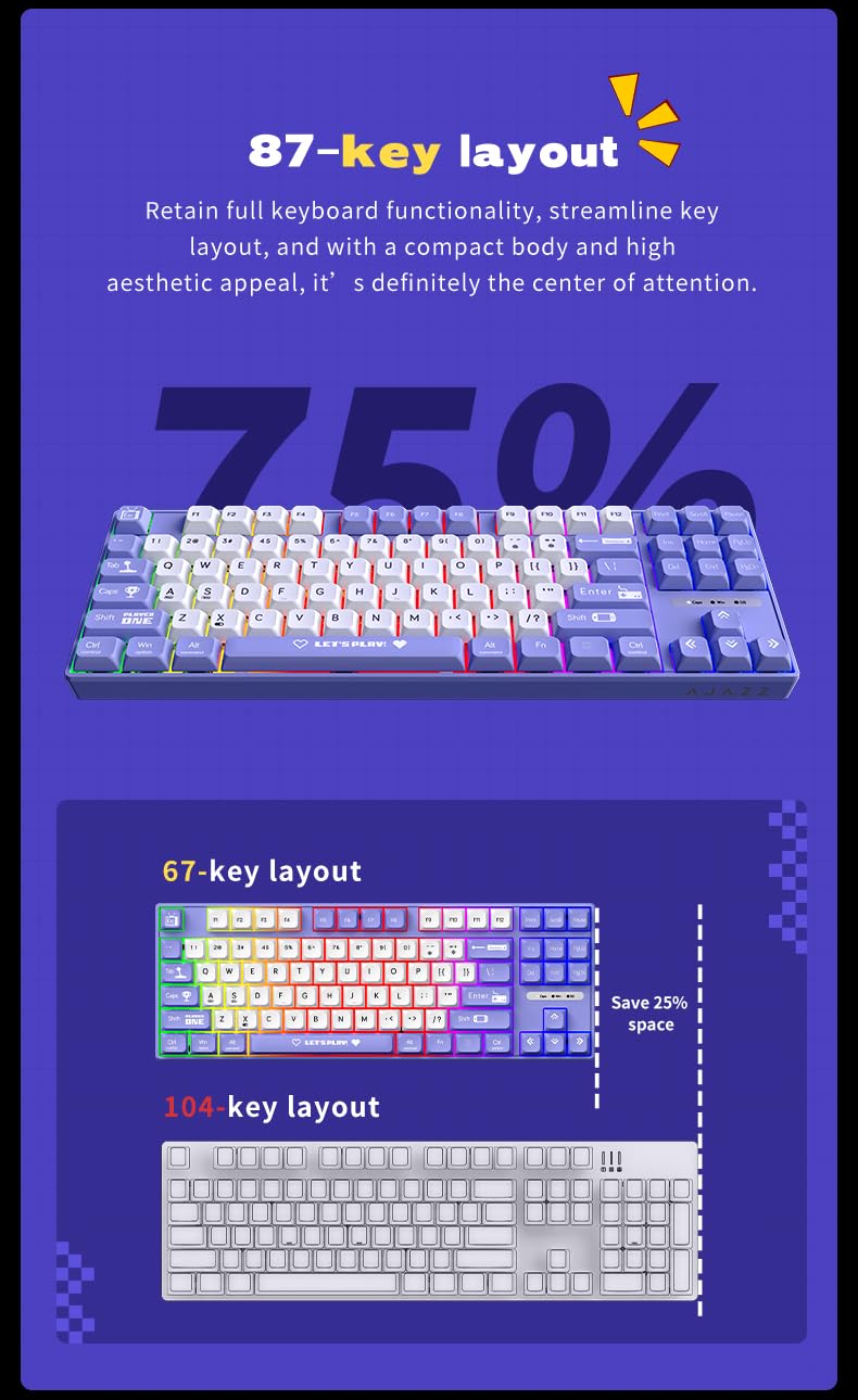 Amazon.com: Odpaltoy×AJAZZ AK870 MC 75% Wired Hot Swap Mechanical