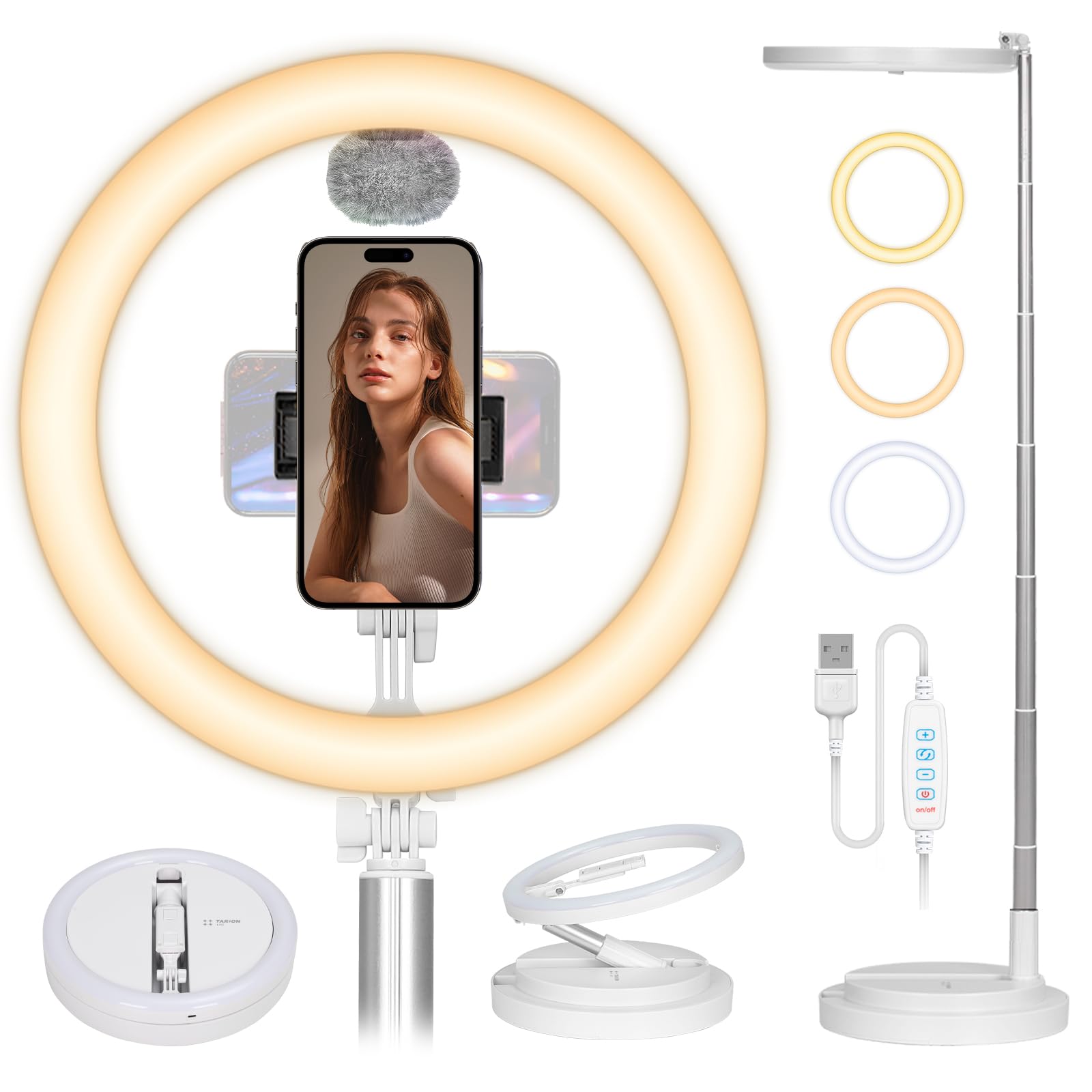 Amazon | TARION 自撮りライト 折りたたみLEDリングライト3000-7000K10