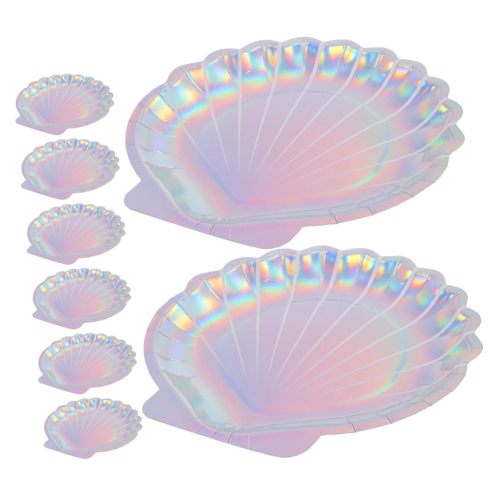 Amazon.co.jp: SHOWERORO 8個 シェル紙皿 虹色のプレート 貝殻プレート