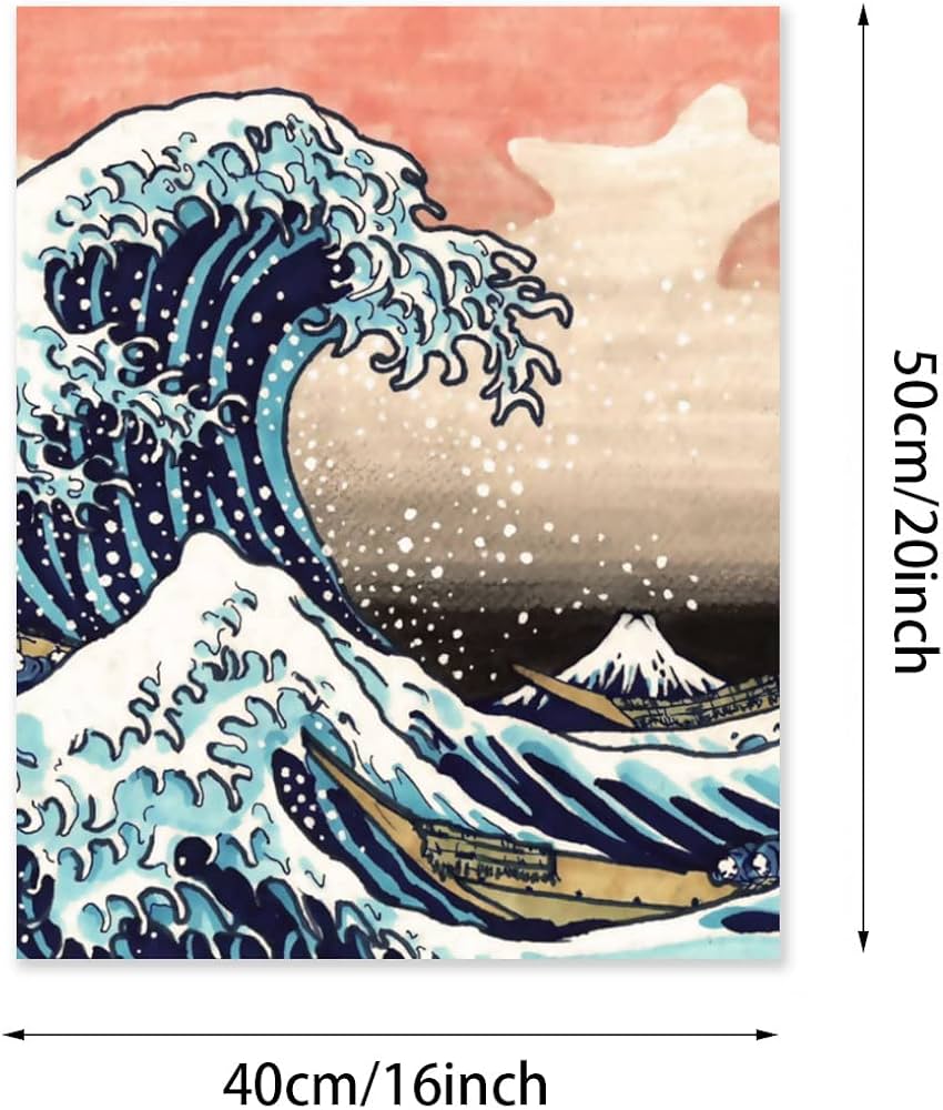 Amazon | デジタル油絵 葛飾北斎 富嶽三十六景 神奈川沖浪裏 数字油絵