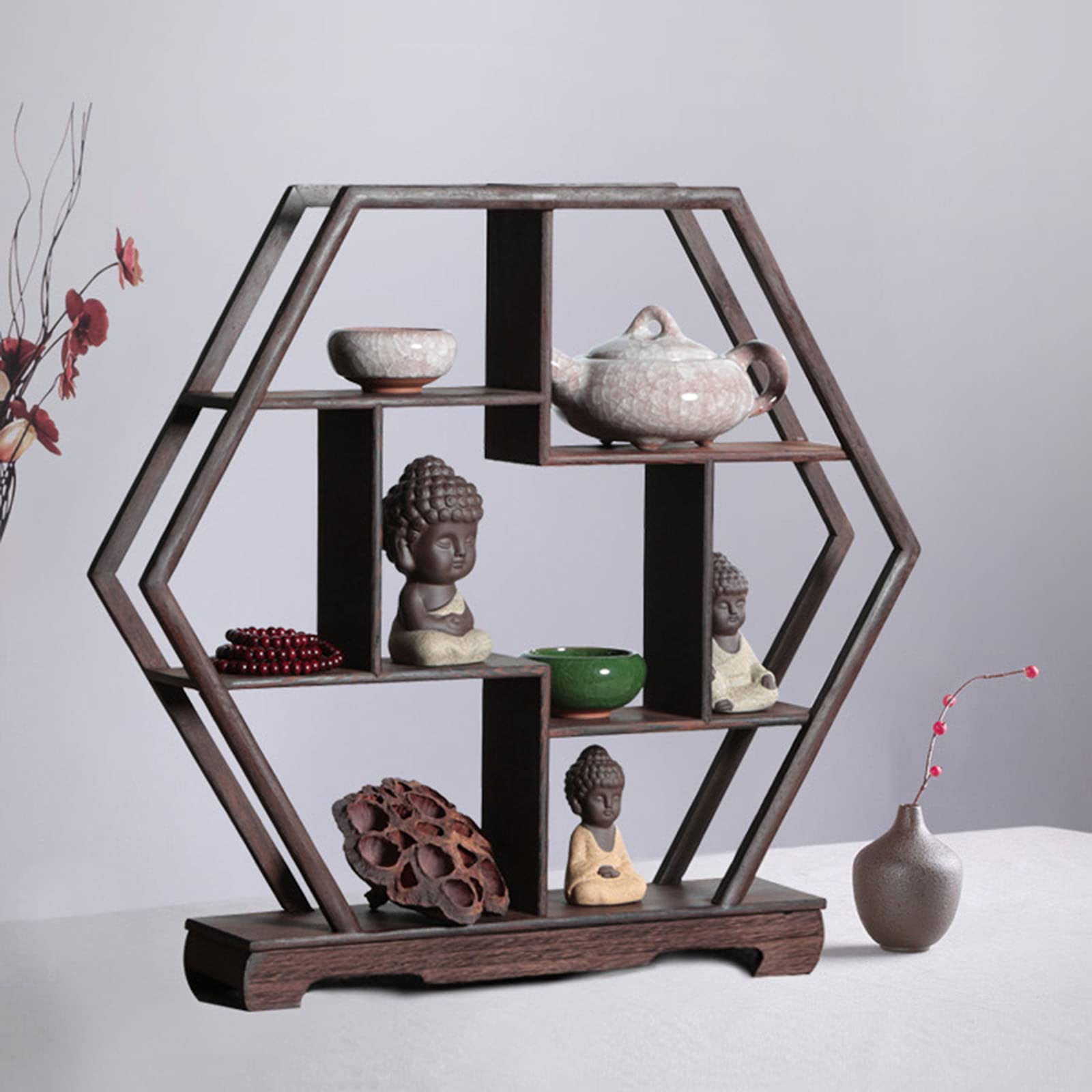 Amazon.co.jp: 珍品棚 飾り棚-アンティークディスプレイラック