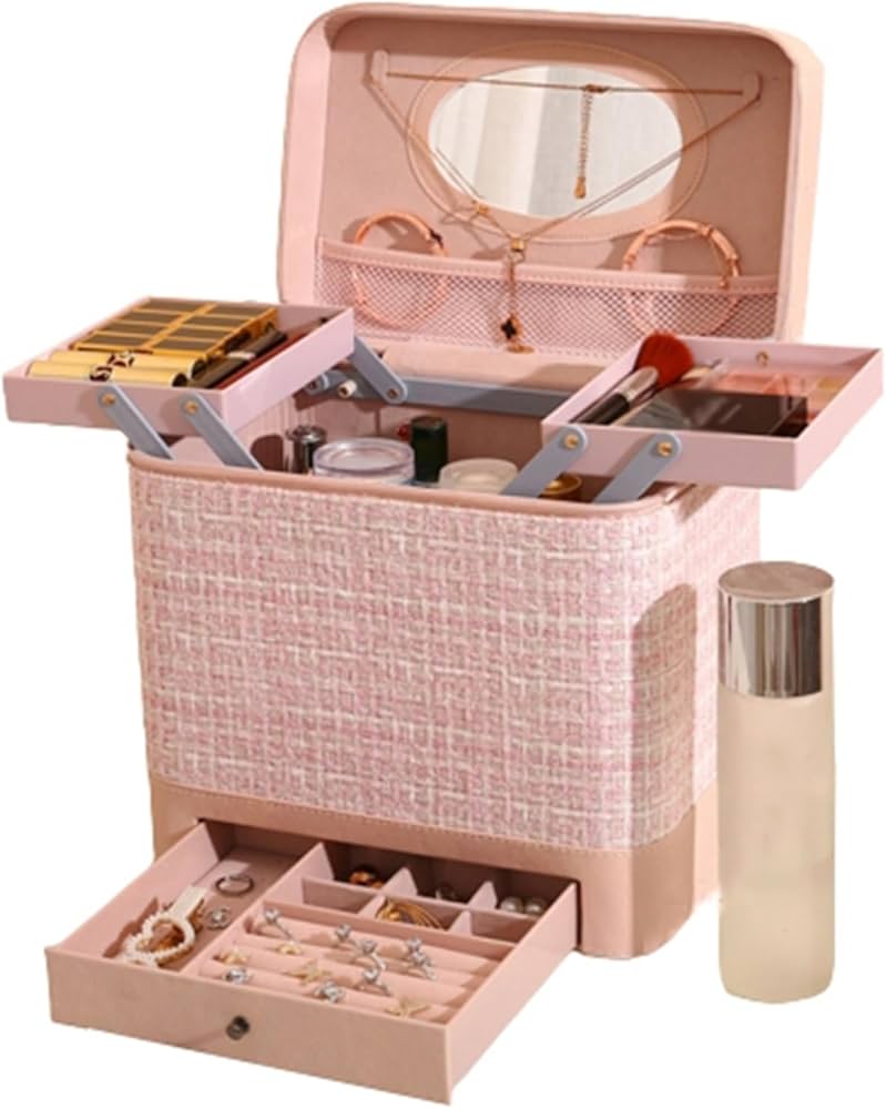 Amazon | QIFENGDIANZI メイクボックス 1段トレイ コスメボックス 鏡