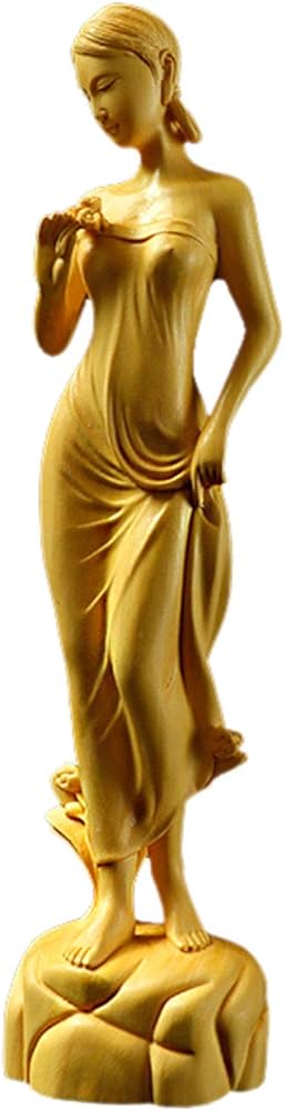 Amazon.co.jp: 女性像 高級天然ツゲ木彫り 木像 春のにおい 女神 美