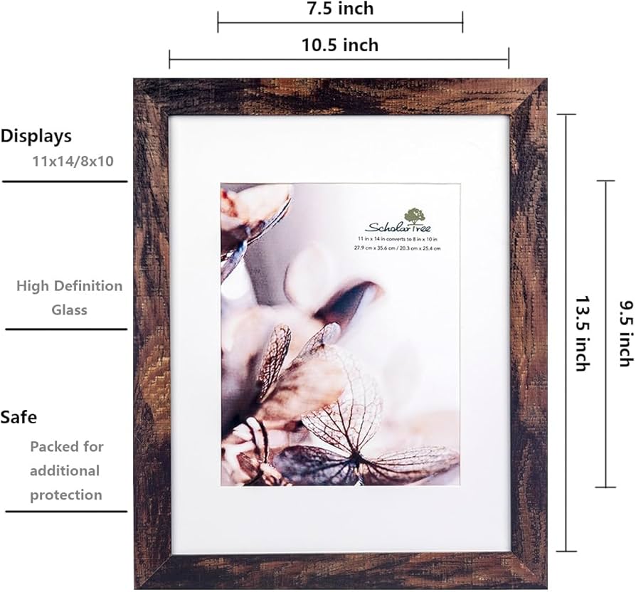 Amazon.com - Scholartree Wooden Brown 11x14 Picture Frame with Mat