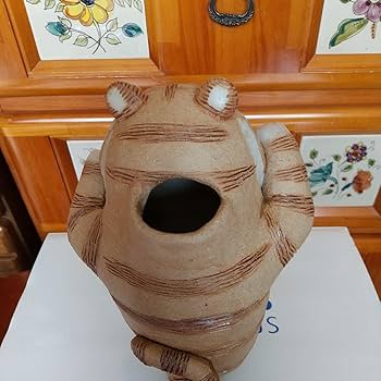 Amazon.co.jp: かとうゆみ 虎 置物 小物入れ 陶器 焼き物作家物