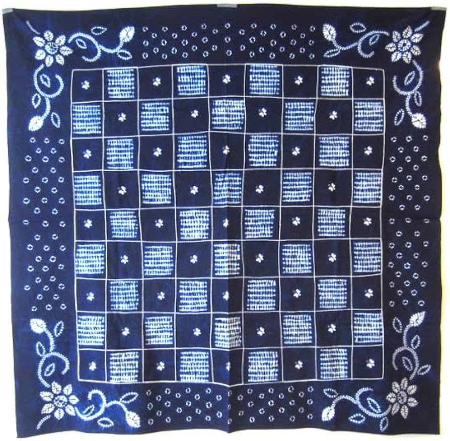 Amazon.co.jp: 品 本藍染布 手絞り ろうけつ染め 110 x 110cm : ホビー