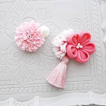 Amazon.co.jp: 七五三 ベビー 和 つまみ細工 2点セット 一越ちりめん