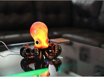Bronze Resin Octopus Lamp: Coastal Elegance in Red-Orange Hue