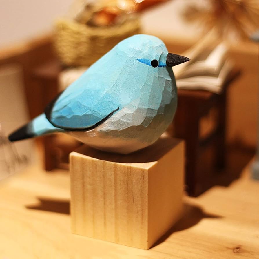 Amazon.co.jp: 小鳥 木彫り おしゃれ タイプ おきもの オブジェ 木製