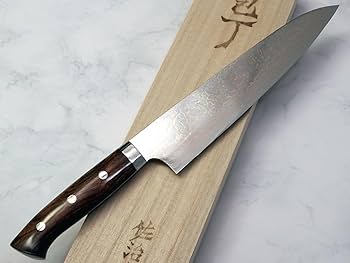 Amazon | 佐治武士作 V金10号W有色ダマスカス 牛刀240 アイアンウッド