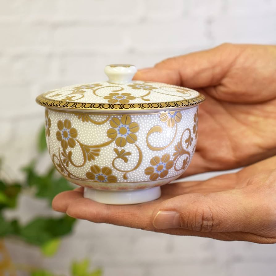 Amazon | おしゃれ 湯呑み 九谷焼 蓋付 湯呑み茶碗 5客 セット 鉄仙紋