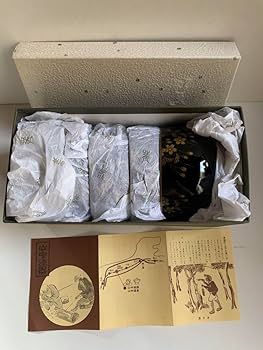 Amazon.co.jp: 高級 山中漆器 北斎 金桜柄 汁椀 5客セット 箱入り