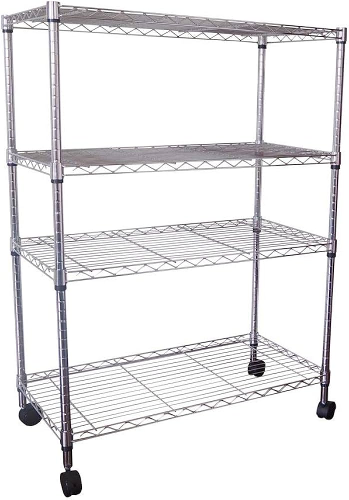 Amazon｜スチールラック 4段 幅90 奥行き45 高さ125cm キャスター付き