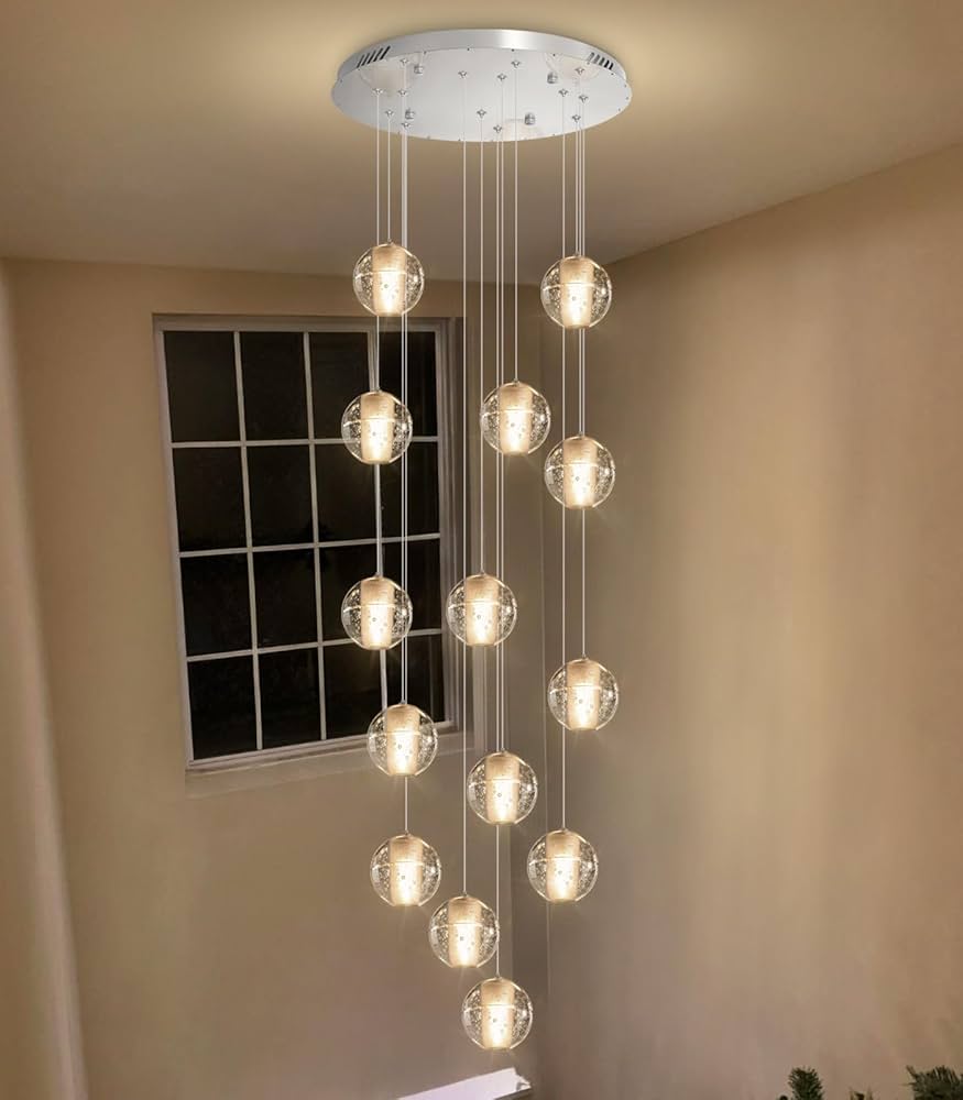 HAIXIANG 14-Lights Modern Chandelier Bubble Crystal 118