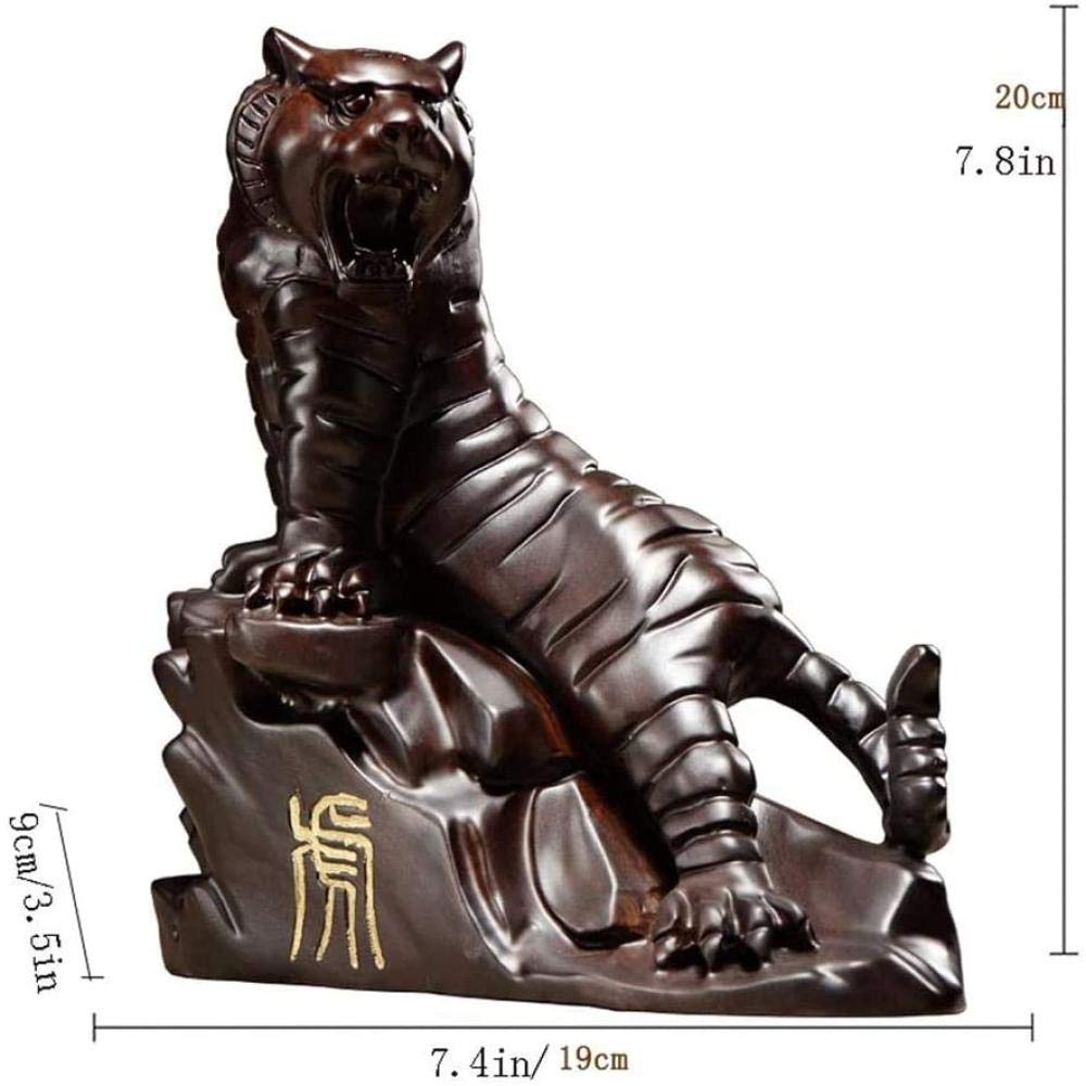 Amazon.co.jp: 黒檀の木彫りの虎の装飾品、タイ​​ガーの像の木の彫刻