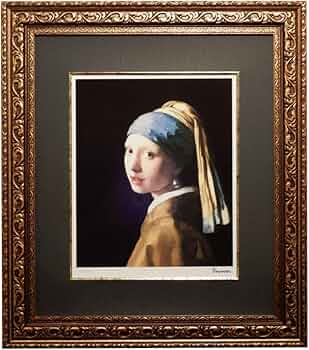 フェルメール作品絵画『真珠の耳飾りの少女』良質キャンパス豪華金箔額縁付