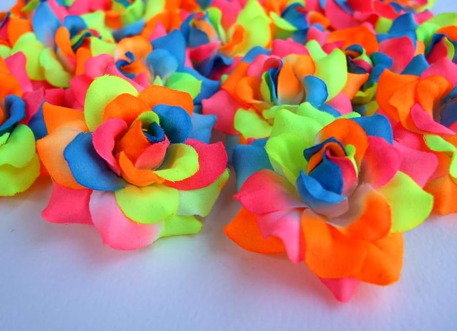 Amazon.com: ICRAFY Artificial Flower, Silk Head Roses 50 Pcs Neon