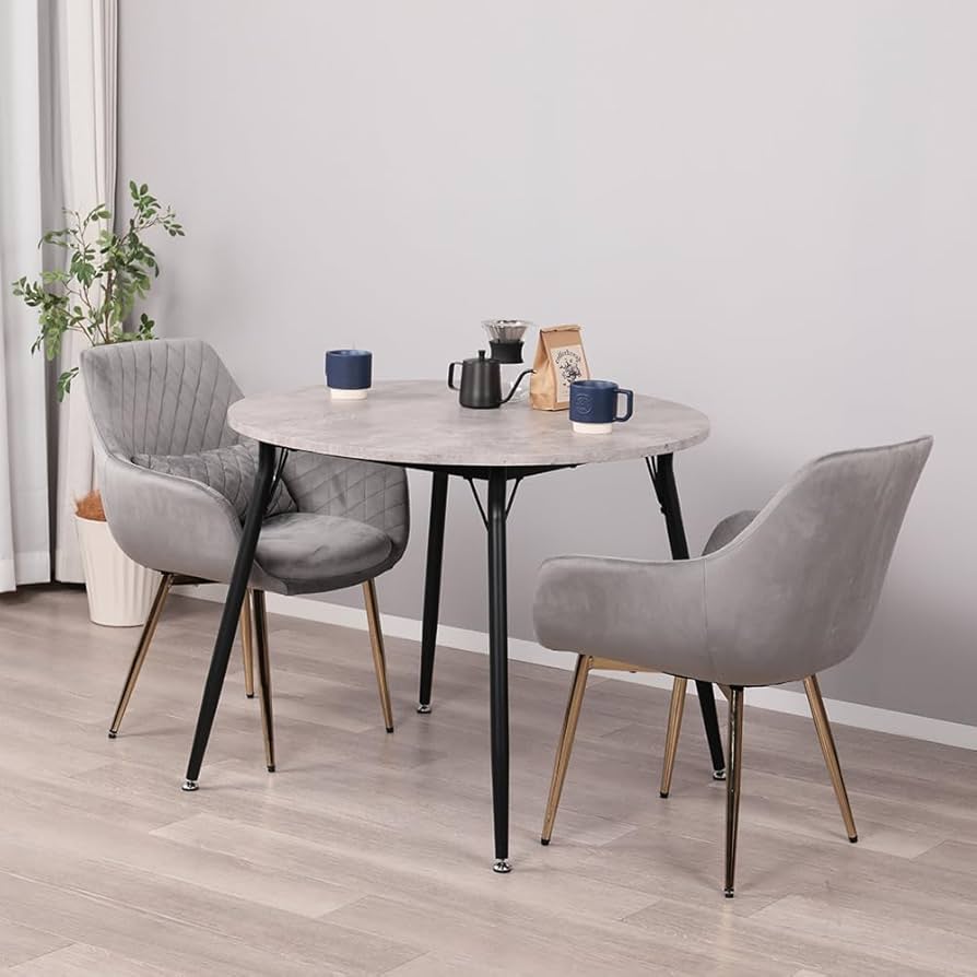 Amazon｜MIRAI-SHOW ダイニングテーブルセット 2人用 丸 90cm幅 3点