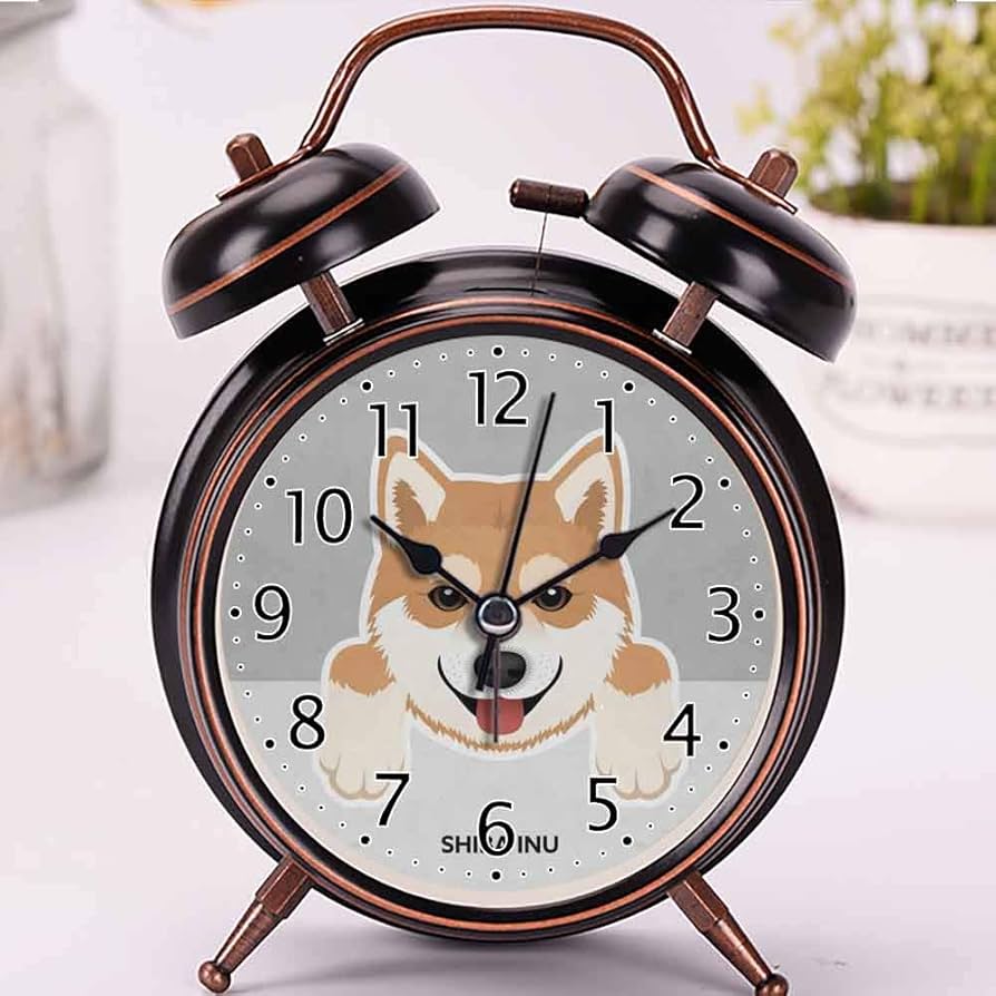 Amazon.co.jp: 柴犬の子犬の黒の目覚まし時計時計家またはオフィスの