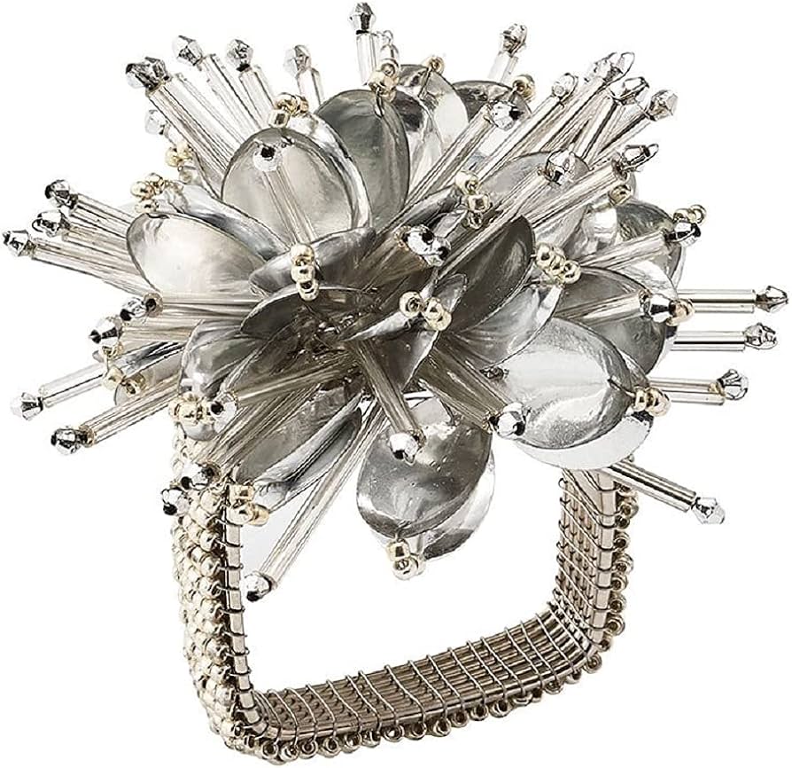 Amazon｜Kim Seybert Starburst ナプキンリング シルバー 4個セット