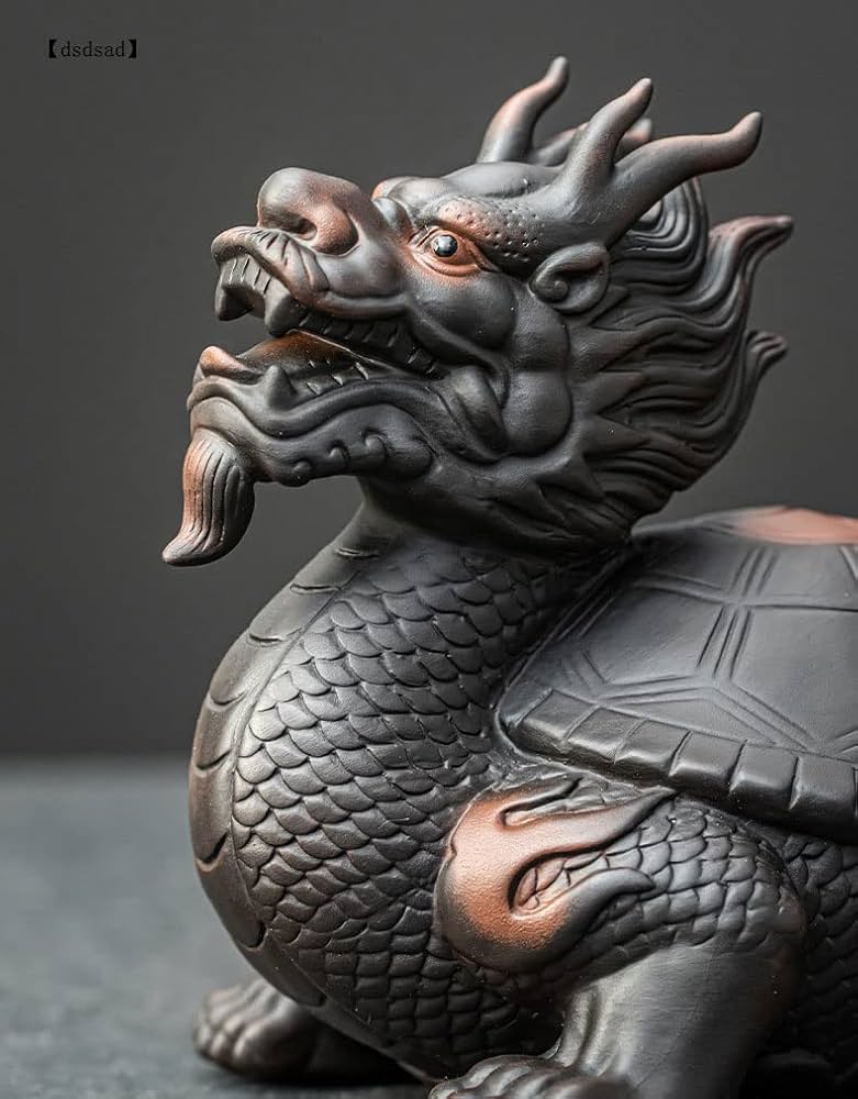 Amazon.co.jp: 龍亀（ロングイ）陶器製 置物 オブジェ 商売繁盛 開運