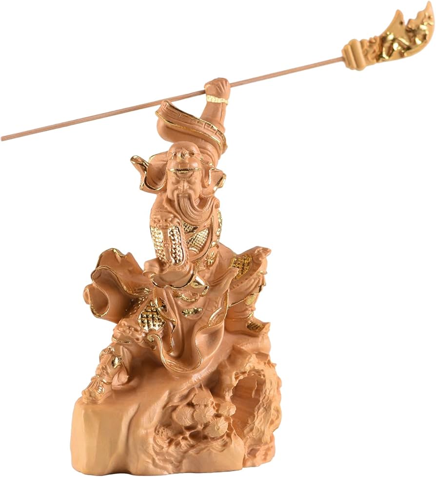 Amazon.co.jp: 繁樓藝雕 置物 木彫り 三国志 関羽 雲長 関羽像 武財神