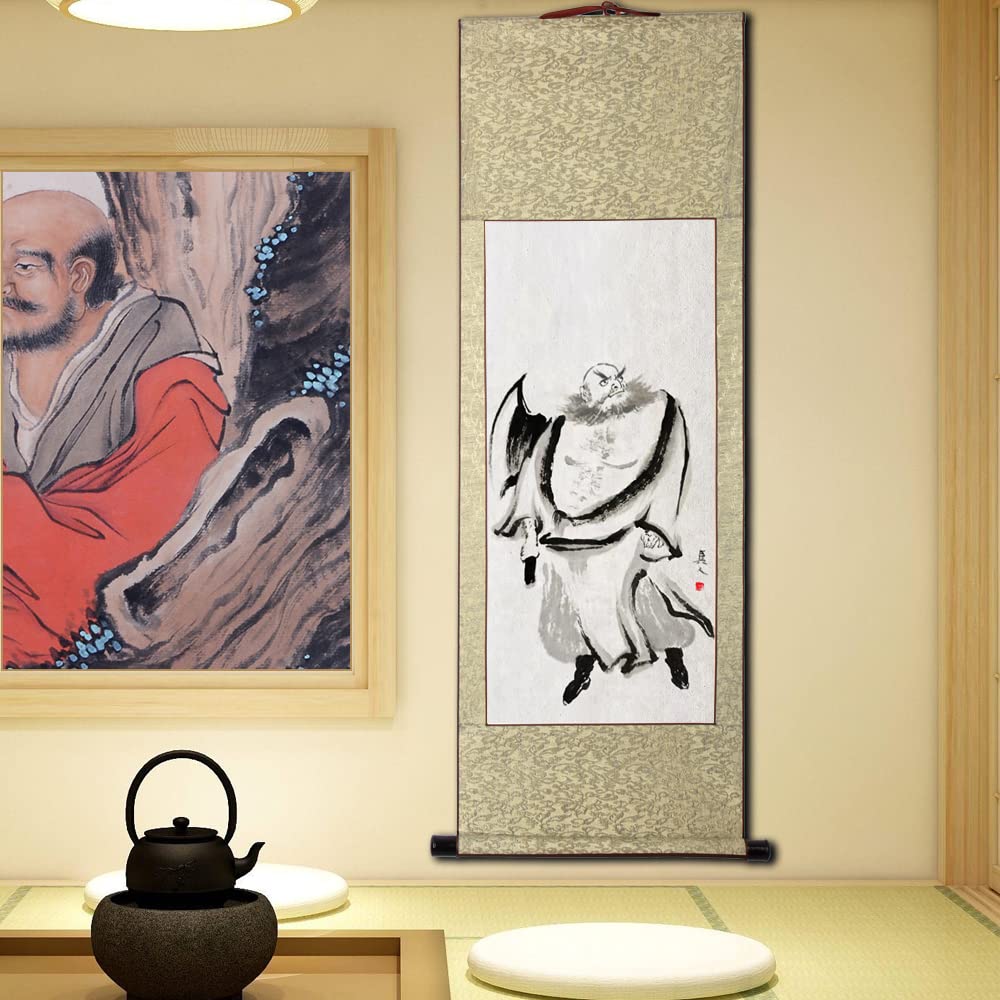 Amazon.co.jp: 掛軸(掛け軸) 水墨画『水滸伝』の英雄人物/李逵 四尺四