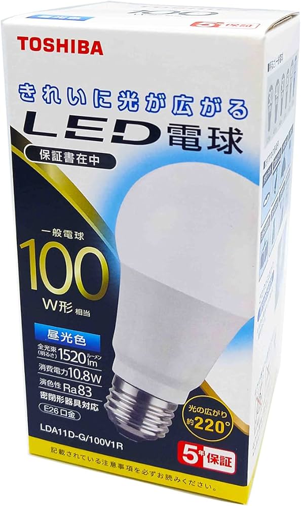 Amazon | TOSHIBA(東芝) LED電球 100W相当 全方向 昼光色 E26口金 1P