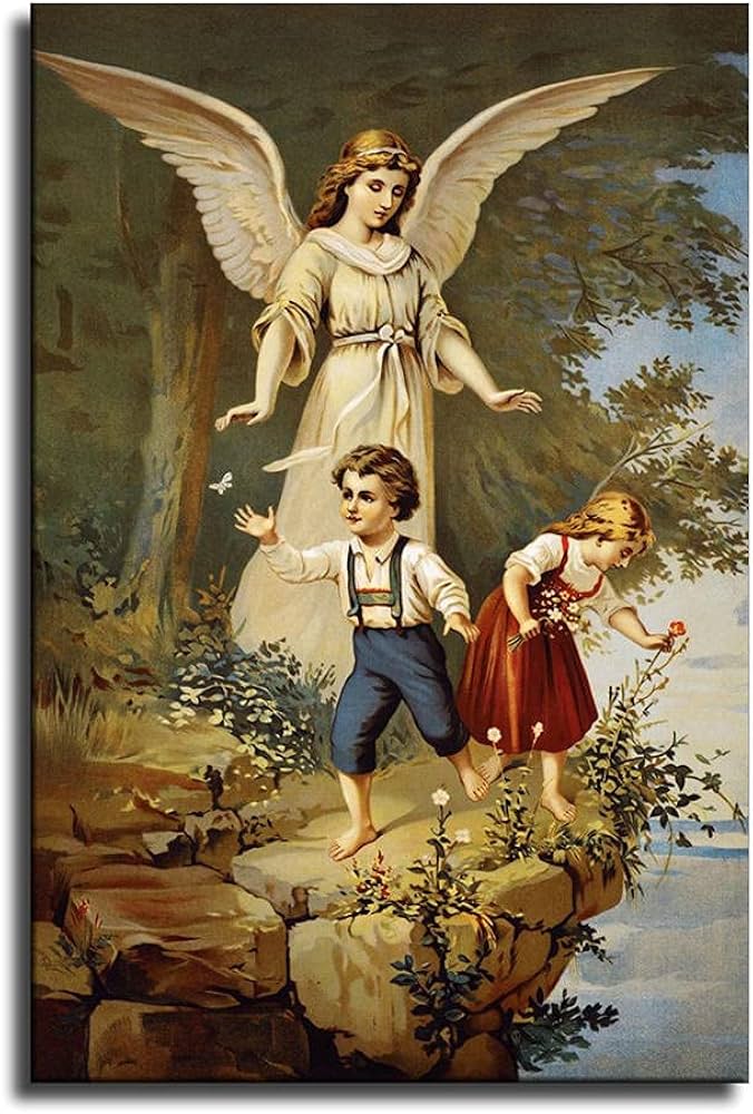 Amazon｜DAH 聖母マリア 守護天使と子供 イエス 絵画 ポスター 絵
