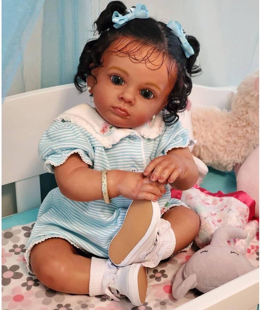 Amazon | Protow リボーンドール 60cm リアルで黒髪と大きな目の